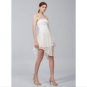 KEEPSAKE Midnight Hour Strapless Lace Fit And Flare Dress